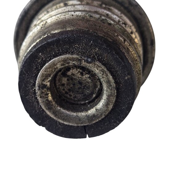 Vintage Fleur De Lis Metal Bottle Stopper Canteen Water Bag Cap Antique Schrader - Picture 7 of 16